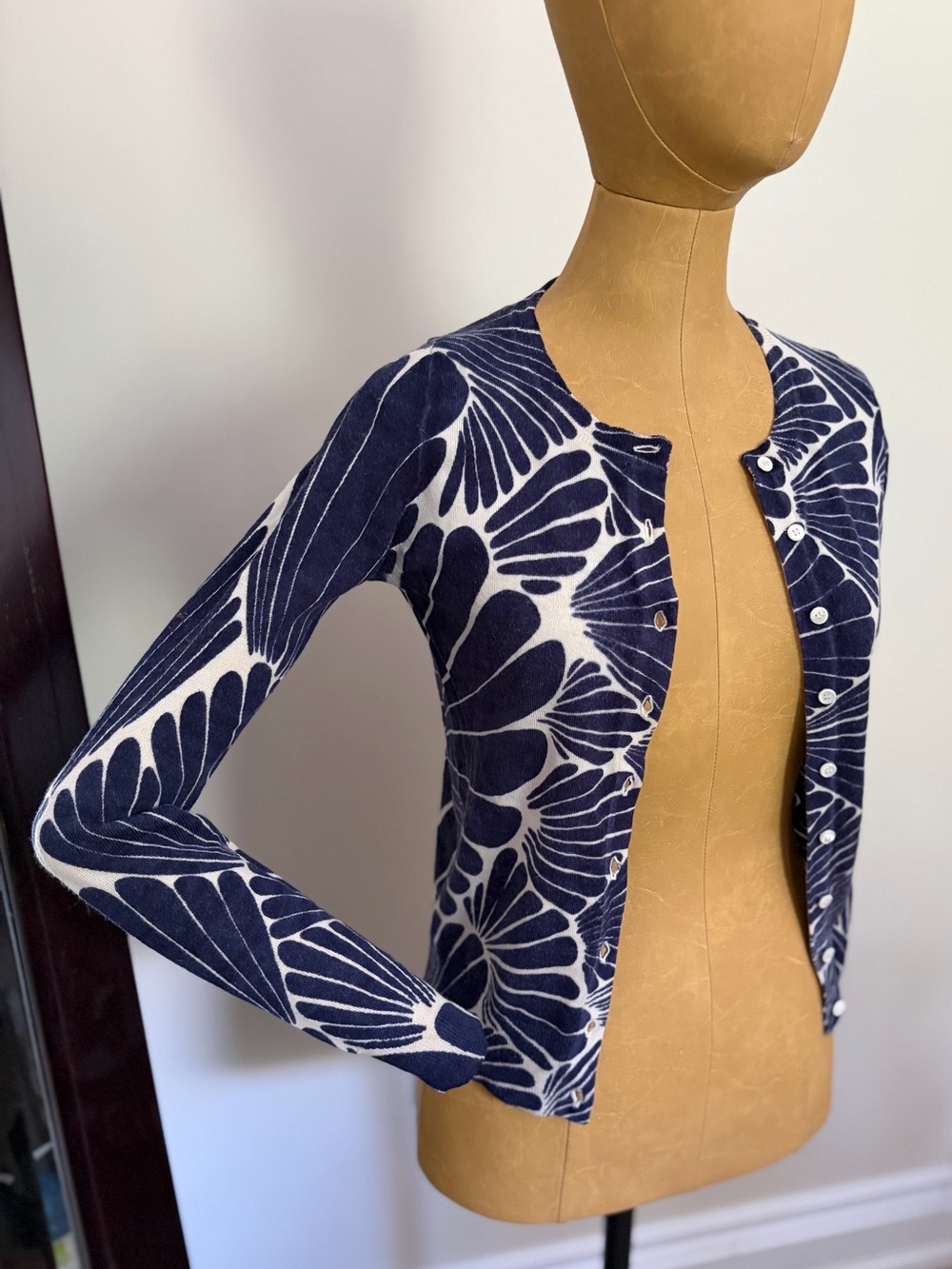 J. CREW Fanfare Navy Floral Pattern Women's Cardigan
